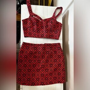 Stylish Coral Women's Skirt Set